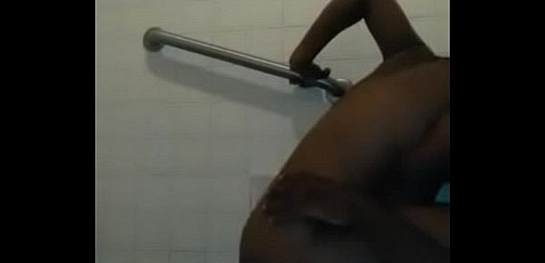  Ebony freak gets demolished in shower song facetime by scandalous grind on YouTube